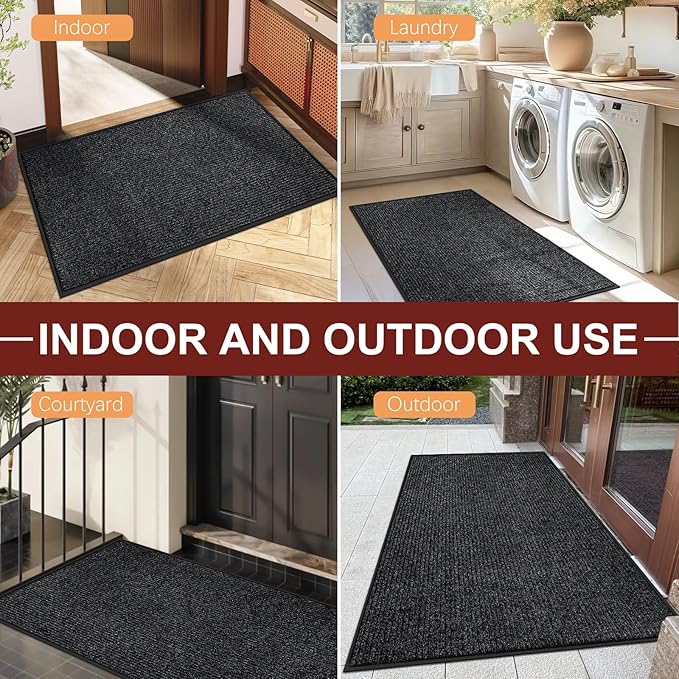 Vicwe Indoor Outdoor Door Mat, 4'x6' Heavy Duty Front Door Mat, Non-Slip Washable Doormats Entrance Mats, Dirt Resistant and Absorbent Doormat, Commercial Outdoor Entrance Floor Mat for Home Office