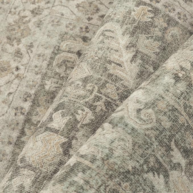 Brown 5x7 Area Rug Vintage Washable Living Room Carpet Non Slip Bedroom Indoor Office Low Pile Traditional Distressed Retro Accent Rug for Dining Room Bathroom Kitchen