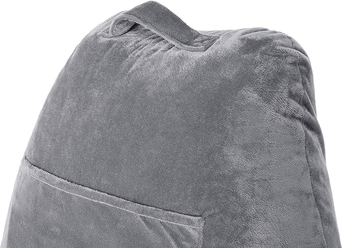 Husband Pillow Dark Grey, Standard+ Original Reading Pillow in Bed Rest Chair, Shredded Memory Foam Large Lounge Cushion Adult Backrest w/Arms, Comfy Back Support for Sit Sitting Up, Removable Cover