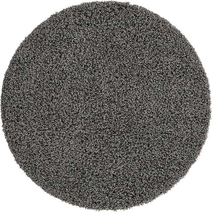 Unique Loom Solid Shag Collection Area Rug (4' 1" Round, Graphite Gray)