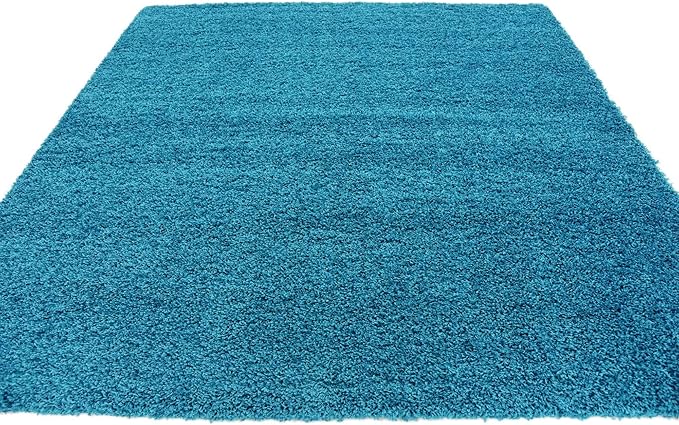 Unique Loom Solid Shag Collection Area Rug (8' Square, Turquoise)