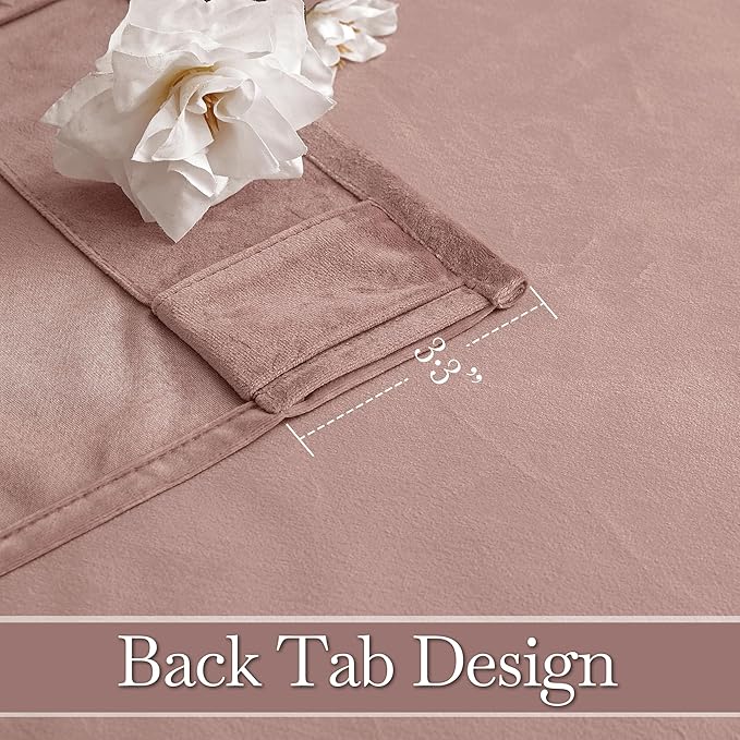 RYB HOME Velvet Closet Curtains 84 inches, Room Darkening Thermal Insulated Privacy Back Tab Drapes for Doorway Enterway, Dormitory, Dusty Pink, W42 x L84 inches, 2 Panels Set