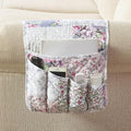 Brilliant Sunshine Rose Toile Couch Sofa Armrest 5 Pockets Organizer, Slip Resistant Recliner Armchair Caddy, Washable Remote Controls Holder, Storage for Magazine, Tablet, iPad, 35×13", Blue Pink