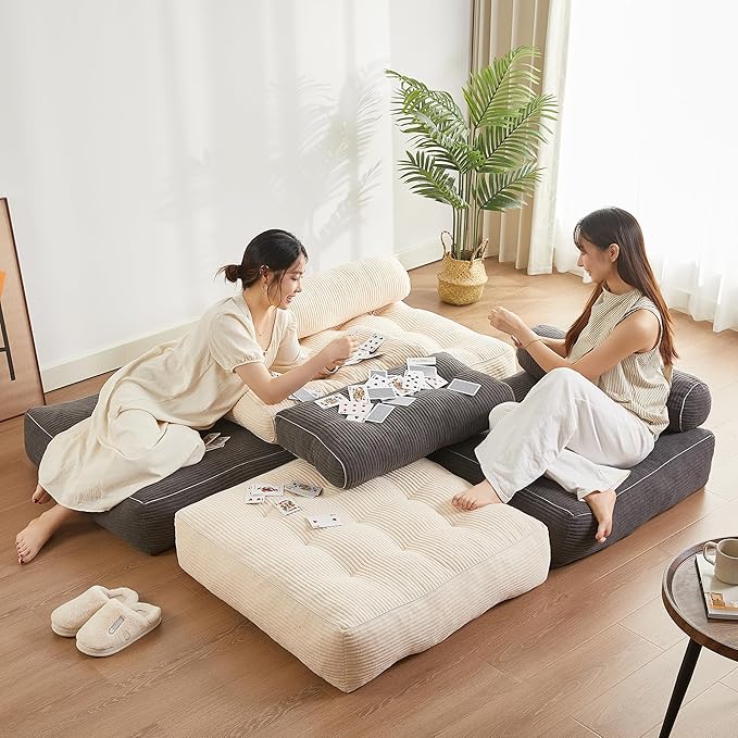 Folding Chair Bed, Futon Sofa Bed, Floor Couch for Adults Chair Bed for Living Room, Lounge Sofa, Convertible Sofa Bed, Small Couches for Small Spaces,Grey