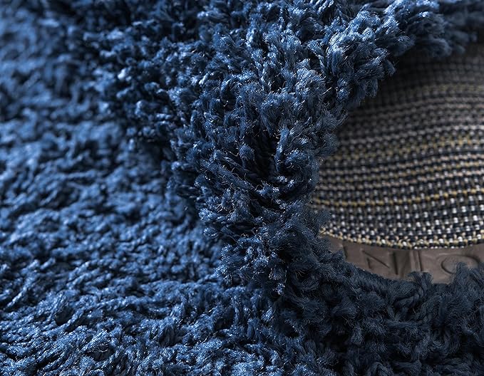 Unique Loom Solid Shag Collection Area Rug (2' 7" x 10' Runner Sapphire Blue/Navy Blue)