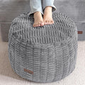 HIGOGOGO Pouf Ottoman Stuffed Round Modern Foam Filled Foot Rest Poufs for Living Room Chair Decorative 26 X 18 Inches Boho Relax Stool for Wedding Christmas Party, Light Grey