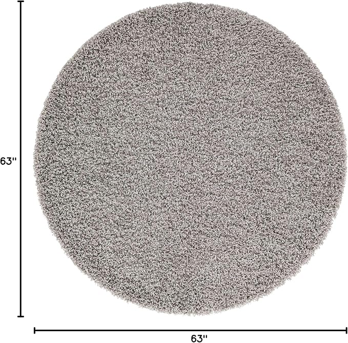 Unique Loom Solid Shag Collection Area Rug (5' 3" Round, Cloud Gray)