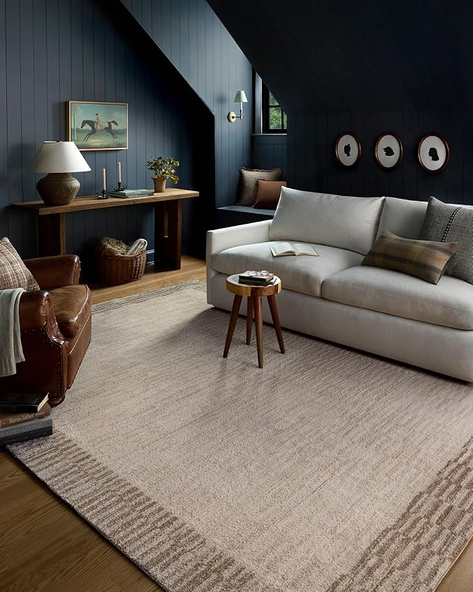 Loloi Chris Loves Julia Calvin Collection CLV-04 Ivory/Pebble 2'-7" x 10'-0" Runner Rug Checkered Neutral Soft Living Room Bedroom Carpet
