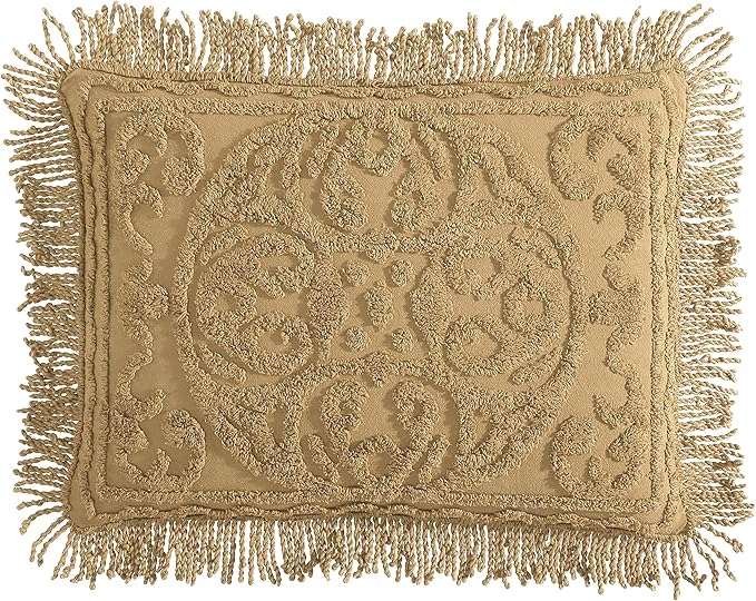 Beatrice Home Fashions Medallion Chenille Bedspread, Standard Sham, Gold