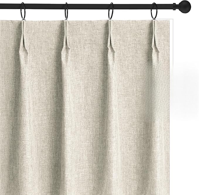 WdFour 42x36 Inch Pinch Pleated Blackout Cafe Curtains - Pack of 2, 100% Light Blocking Back Tab Drapes for Half Windows, Kitchen & Bathroom Short Curtains (Hemp Gray)