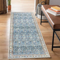 Bloom Rugs Washable Non-Slip 10 ft Runner - Blue/Beige Traditional Runner for Entryway, Hallway, Bathroom, and Kitchen - Exact Size: 2.5' x 10'