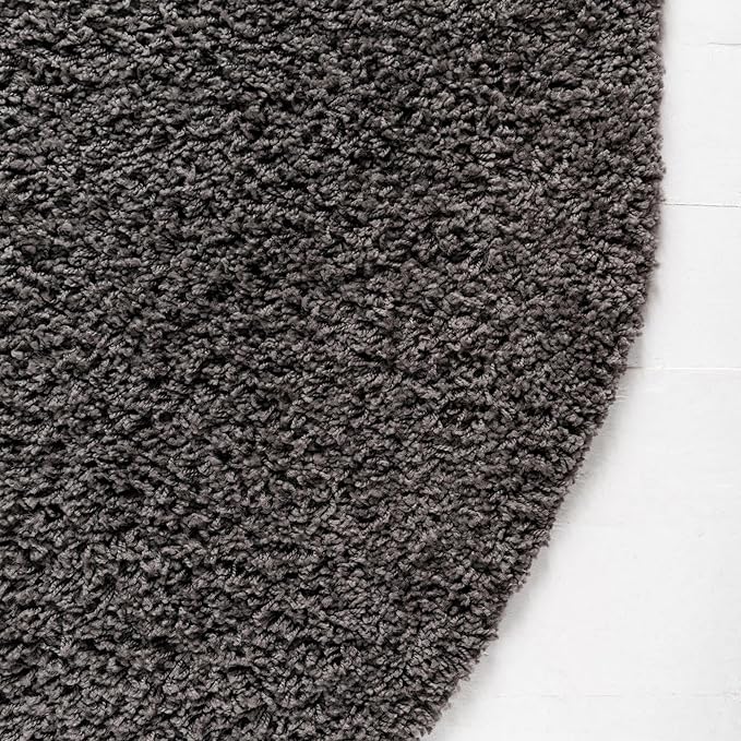 Unique Loom Solid Shag Collection Area Rug (5' 3" x 8' Oval, Graphite Gray)