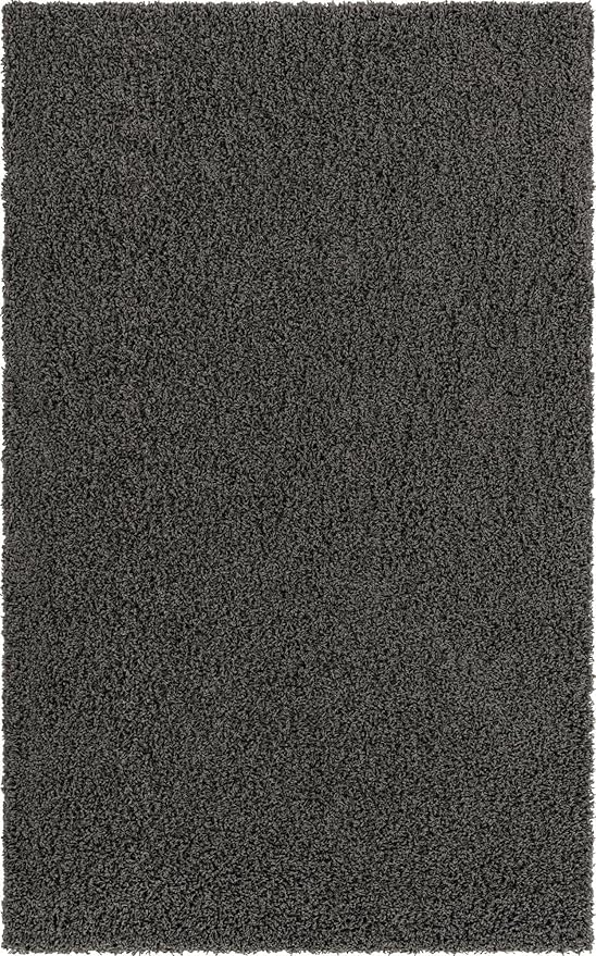 Unique Loom Solid Shag Collection Area Rug (5' 1" x 8' Rectangle Graphite Gray)