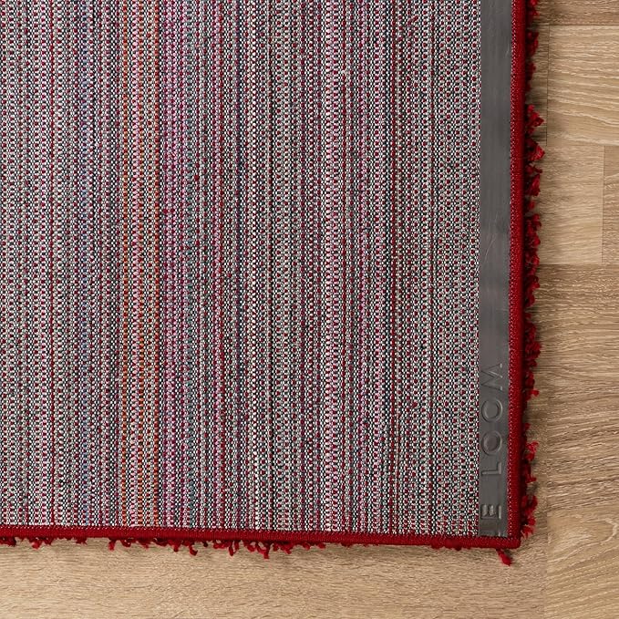 Unique Loom Solid Shag Collection Area Rug (9' x 12' 2" Rectangle Cherry Red)