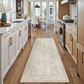 2x6 Taupe Runner Rug Hallway Non Slip Kitchen Vintage Distressed Long Carpet Indoor Machine Washable Retro Floral Bedroom Accent Throw Rug for Office Laundry Bathroom Dining Living Room