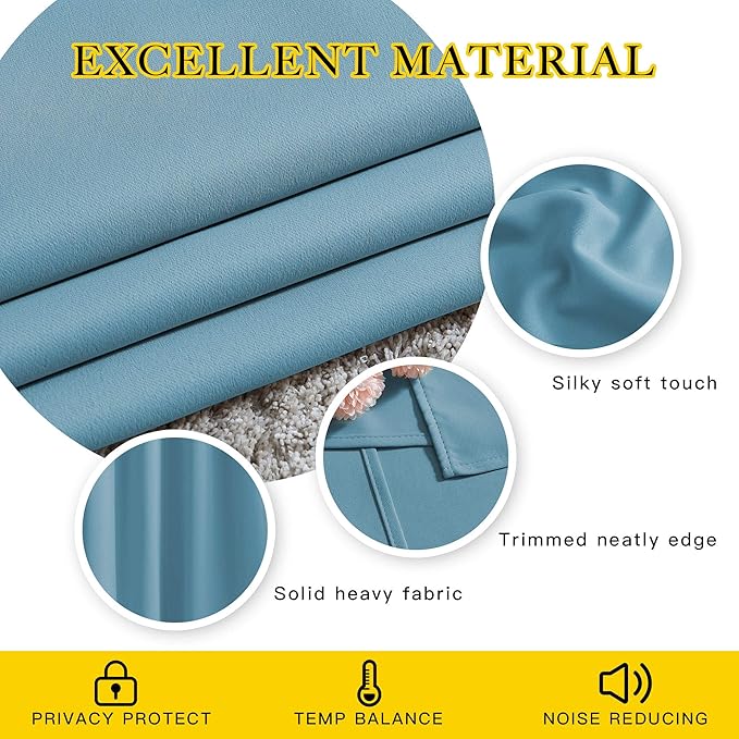 NICETOWN Room Darkening Curtains Extra Long 102 Inches - Grommet Thermal Insulated Weighted Window Drapes Sound Reducing for Living Room/Farmhouse (W66 x L102, Teal Blue, 2 Panels)