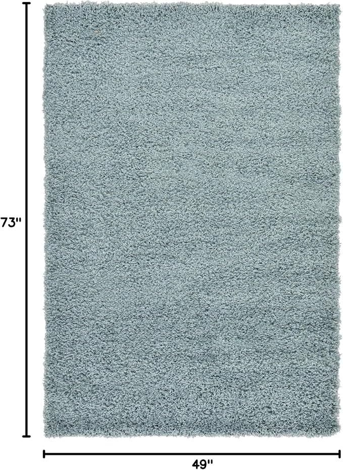 Unique Loom Solid Shag Collection Area Rug (4' 1" x 6' 1" Rectangle, Light Slate Blue)