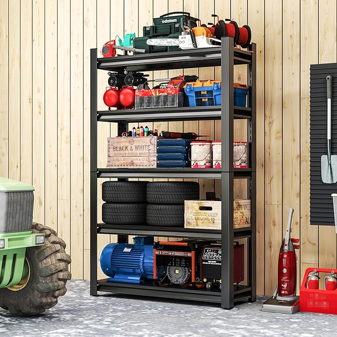 5Tier Garage Metal Shelving,3020 lbs Storage Shelves Heavy-Duty,40''W*18''D*72''H Adjustable Industrial Shelving Unit, Double-Layer Column with Reinforced Ribs for Basement Kitchens
