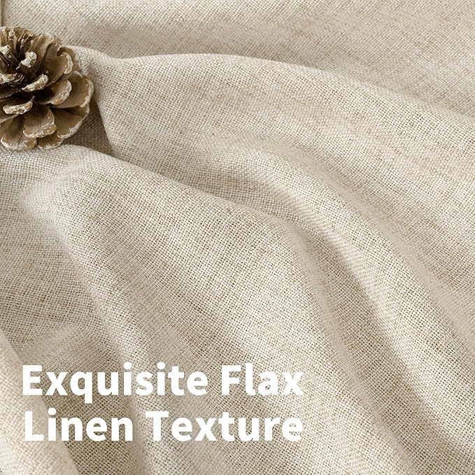 YoungsTex Linen Curtains 72 Inches Long for Living Room 2 Panels, Cream Semi Sheer Drapes with Bronze Grommet Light Filtering Rustic Window Treatments for Bedroom Dining Room, 52 x 72 Inch, 2 Panels