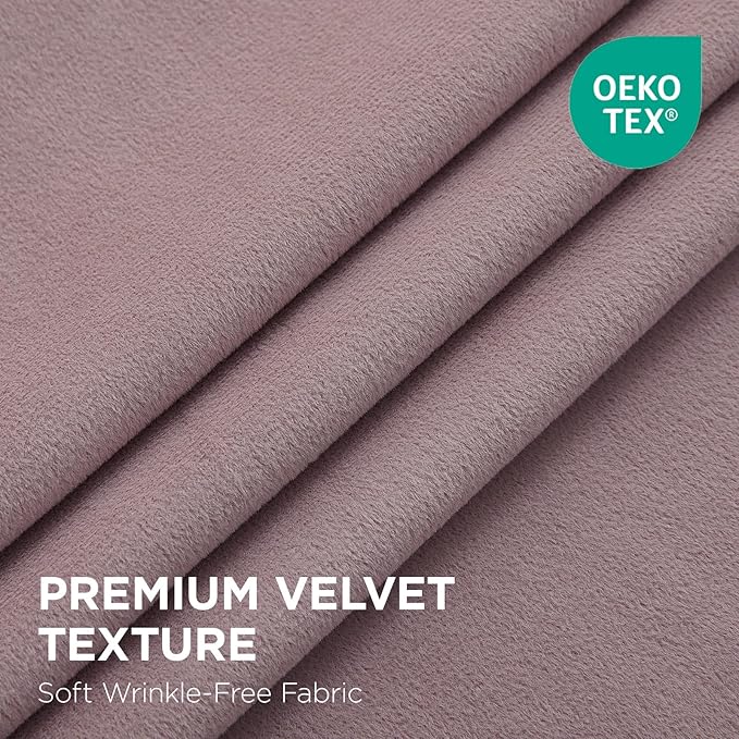 Joydeco Rose Pink 100% Blackout Curtains 90 Inch 2 Panels, Luxury Thermal Pink Velvet Curtains for Bedroom Living Room, Soundproof Blackout Window Drapes, Rod Pocket & Back Tab (52W x 90L)