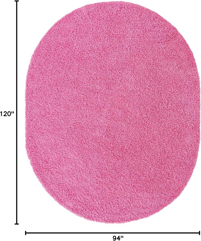 Unique Loom Solid Shag Collection Area Rug (7' 10" x 10' Oval, Taffy Pink)