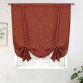 DriftAway Double Layer Linen Blackout Tie Up Curtains Thermal Insulated Fully Lined Balloon Roman Shade Bathroom Window Adjustable Rod Pocket for Small Window 45 Inch by 63 Inch Burnt Orange