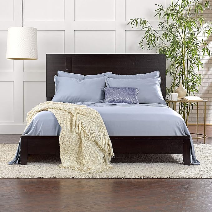 Pure Bamboo Short Queen Sheets for RV Camper (60"x75") - Genuine 100% Organic Viscose Derived from Bamboo Bed Sheet Set, Soft & Cooling, 2 Year Quality Promise (Short Queen, Sterling Blue)