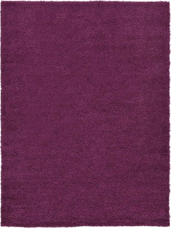 Unique Loom Solid Shag Collection Area Rug (8'x 11' Rectangle, Eggplant Purple)