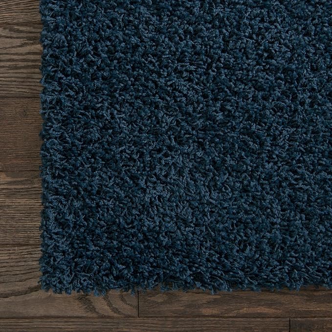 Unique Loom Solid Shag Collection Area Rug (3' 3" Square, Sapphire Blue/ Navy Blue)