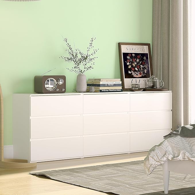 woodtalks 3 Drawer Dresser, Wood Chest Drawers with Storage for Closet, Bedroom, Living Room and Hallway, Drawers Dresser Bedside Nightstand, White