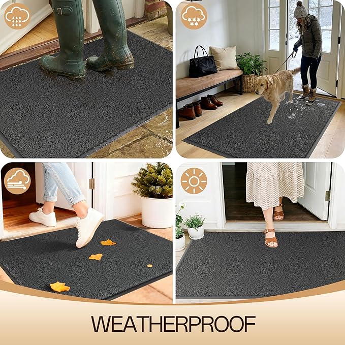 Amyracel Front Door Mat Indoor Outdoor Entrance, 36" x 60" All-Season Waterproof Doormat for Enterway, Heavy Duty Commercial Floor Mat, Fade Resistant, Rubber Back, Low Profile, Easy Clean