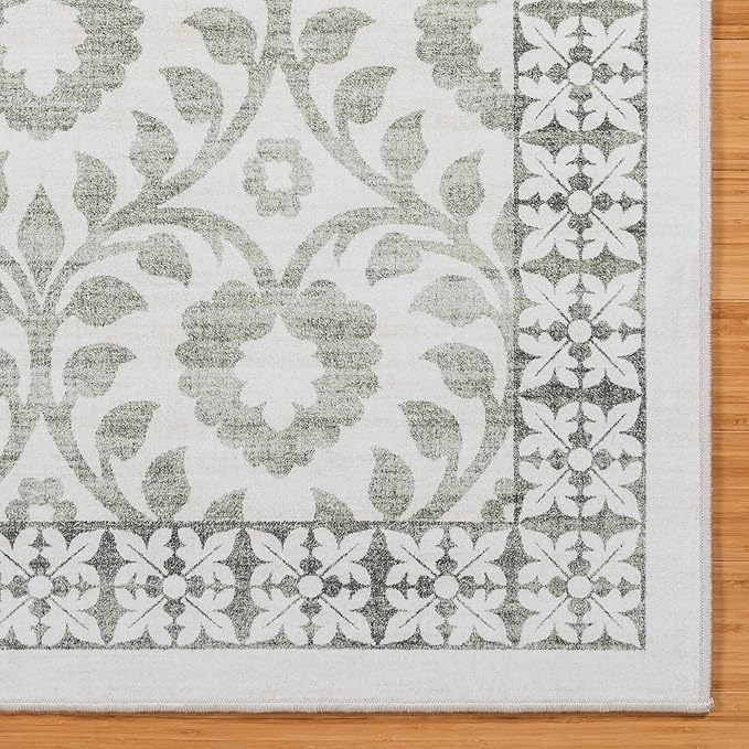 Gertmenian Indoor Boho Area Rug | Home Decor for Entryway, Bedroom, Living Room, Office, Kitchen | Non Slip, Soft, Printed Accent Rugs | Esme, Sage, 2x6 Runner, 24571 (Pack of 2)