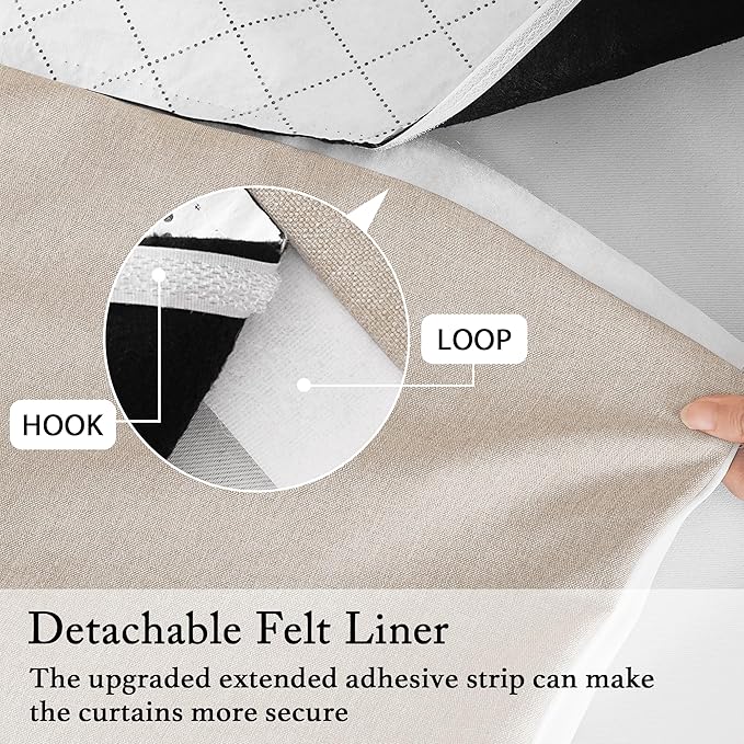 RYB HOME 4 in 1 Set Dust Filter - Soundproof - Blackout - Insulating, Energy Efficiency Linen Curtains for Kids Bedroom Living Room Divider Apartment Hotel Office Theatre, Taupe, W 52 x L 84, 2 Pcs