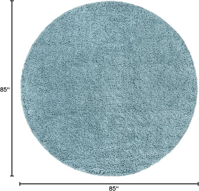 Unique Loom Solid Shag Collection Area Rug (7' 1" Round Light Slate Blue)