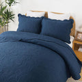 HoneiLife Quilt Sets King Size - Microfiber Bedspreads for King Bed, 3-Piece Lightweight Coverlets, Retro Bedlinen Sets, King Quilt Bedding Set All Season Use-Navy