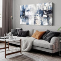 Prepeyssee White and Blue Abstract Canvas Wall Art for Living Room Bedroom Home Office Large Modern Grey Abstract Canvas Prints Picture Ready to Hang Size 24x48