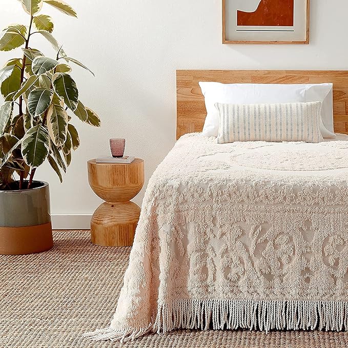 Beatrice Home Fashions Medallion Chenille Bedspread, King, Blush