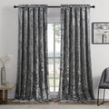 SMILETIME Grey Crushed Velvet Curtains 52x84inch Rod Pocket Luxurious Thermal Insulated Soundproof Drapes Soft and Durable Light-Filtering Window Treatments for Living Room Bedroom, 2 Panels