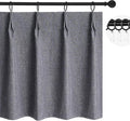 WdFour 24x18 Inch Pinch Pleated Blackout Cafe Curtains - Pack of 2, 100% Light Blocking Back Tab Drapes for Half Windows, Kitchen & Bathroom Short Curtains in Dark Gray
