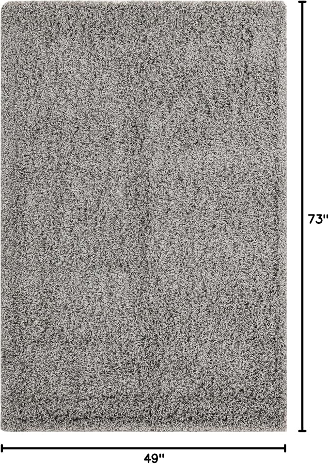 Unique Loom Solid Shag Collection Area Rug (4' 1" x 6' 1" Rectangle, Cloud Gray)