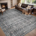 MontVoo-Vintage Area Rugs 8X10 Darkgrey Rugs for Living Room-Soft Distressed Printed Rugs for Bedroom-Non Slip Carpet-Machine Washable Rug for Dining Room Living Room Bedside Office