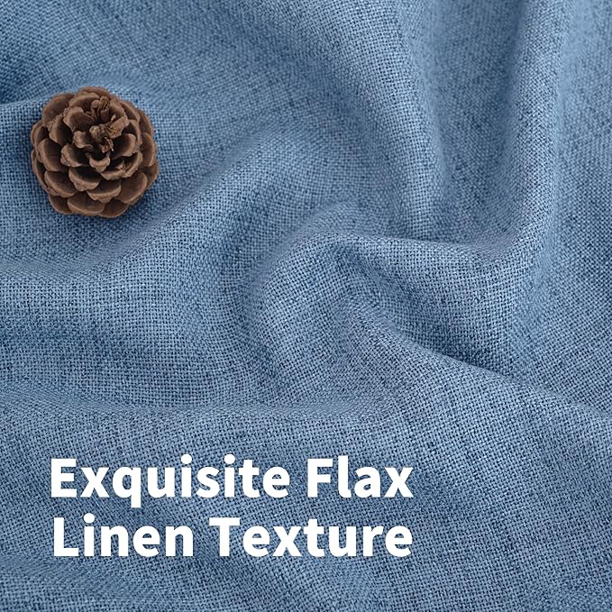 YoungsTex Denim Blue Linen Curtains 72 Inch Length for Living Room, Light Filtering Bronze Grommet Textured Window Drapes Privacy for Bedroom Farmhouse Decorative, 52 x 72 Inch, 2 Panels