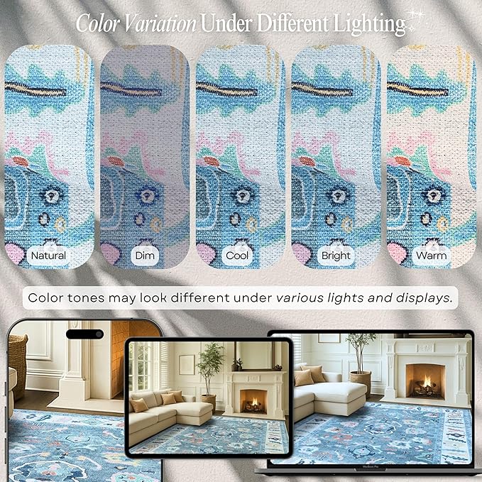 Fame Rugs Teal Modern Oushak Rug 3x5, Washable Vintage Turkish Colorful Oriental Antique Inspired Foldable Small Area Rugs, Luxury Living Room Bedroom (995T, 2'6" x 5')