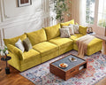 ABCASA 134.6" Luxury Modular Sectional Convertible Sofa with Storage Ottoman, L-Shape 5-Seat Oversized Comfy Couch Deep Seat with Reversible Chaise - Chenille Yellow
