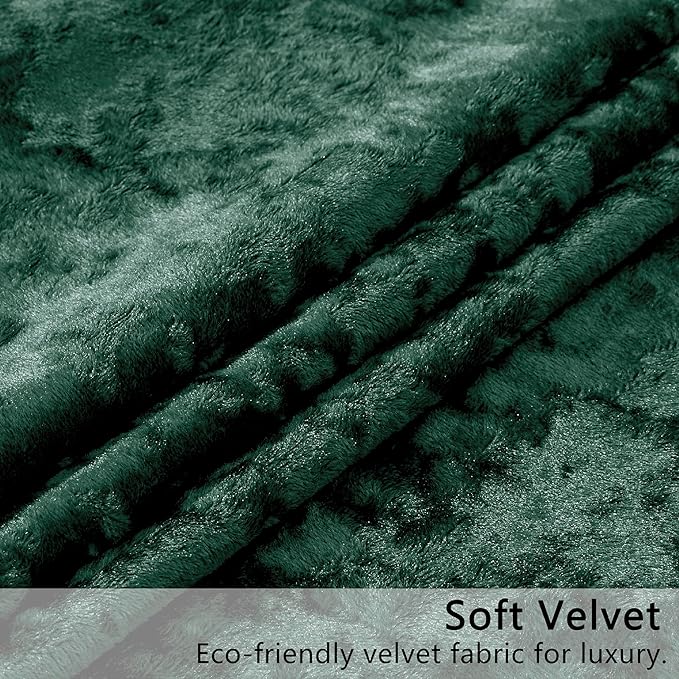 SMILETIME Forest Green Crushed Velvet Curtains 52x84inch Rod Pocket Luxurious Thermal Insulated Soundproof Drapes Soft and Durable Light-Filtering Window Treatments for Living Room Bedroom, 2 Panels