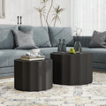 Nesting Coffee Table Set of 2, Round Coffee Tables, Space-Saving Modern Circle Coffee Tables, Side End Table for Living Room, Bedroom, Balcony, Office, Black