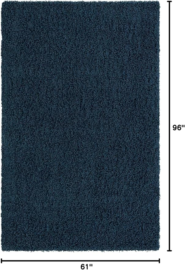 Unique Loom Solid Shag Collection Area Rug (5' 1" x 8' Rectangle, Sapphire Blue/ Navy Blue)