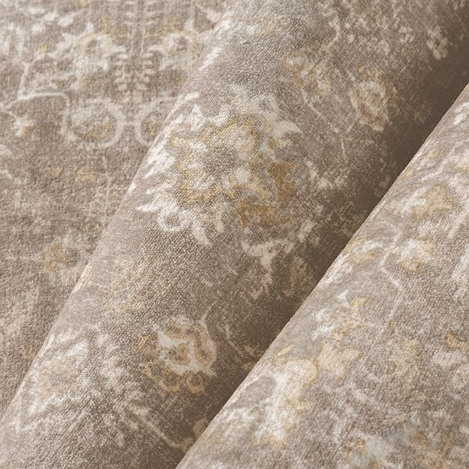 2x3 Deep Brown Entryway Area Rug Machine Washable Door Mat Kitchen Vintage Distressed Non Slip Carpet Indoor Retro Floral Accent Throw Small Rug for Bathroom Office Bedroom Living Dining Room