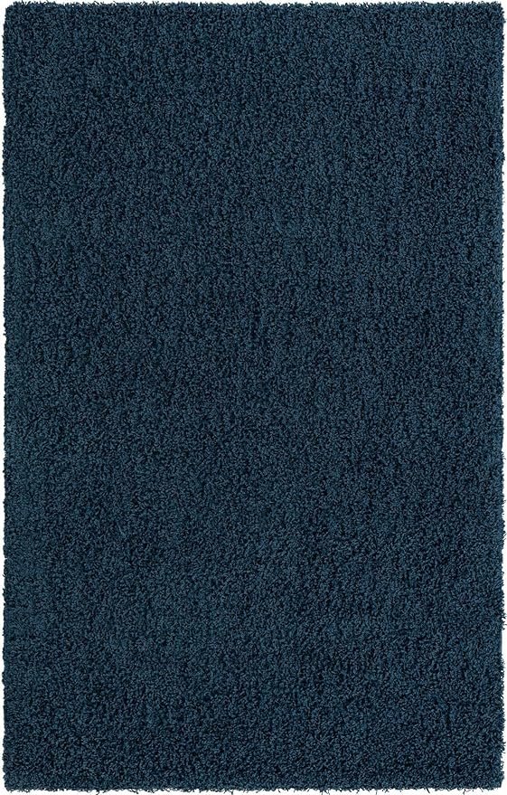 Unique Loom Solid Shag Collection Area Rug (5' 1" x 8' Rectangle, Sapphire Blue/ Navy Blue)