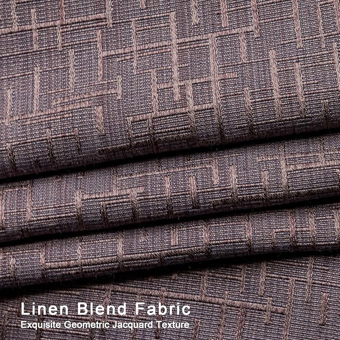 Jacquard Linen Curtains 84 inch Length 2 Panels Thick Faux Linen Blended Window Drapes Burlap Textured Curtains with Grommet for Living Room Bedroom Farmhouse (52x84 Fashion Purple) Natural